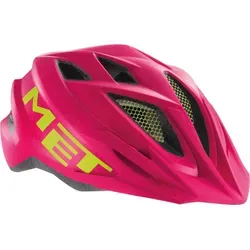 MET Crackerjack Fahrradhelm, Pink/Green, 52-57 cm - Fahrradhelm mit In-Mould Konstruktion für optimale Schlagabsorption und abnehmbaren Visier. Ideal für Sicherheit und Style beim Radfahren.
