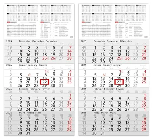 Monatskalender 2026 Wandkalender mit Schieber von Geiger-Office