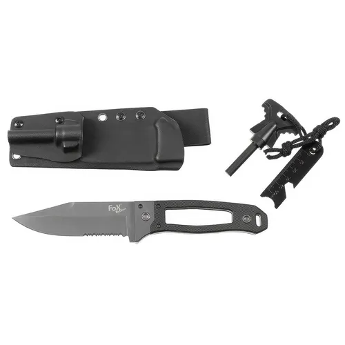 Fox Outdoor 44502 Scorpion Einsatzmesser - Ergonomisches Taschenmesser mit 10,5 cm Klinge - Outdoormesser mit ergonomischem Design für optimalen Grip und sichere Handhabung, ideal für Abenteuer und Outdoor-Aktivitäten.