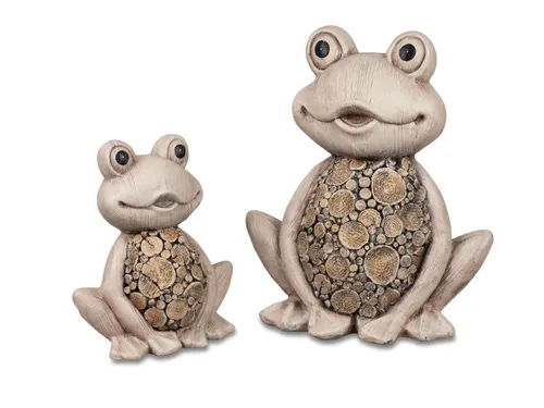2er Set Dekofiguren Frosch in Holzoptik von formano