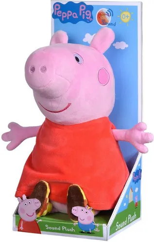 Simba 109261009 - Peppa Pig Plüsch mit Sound, 25cm, drücke auf den Bauch für lustige Geräusche, ideal für Babys ab den ersten Lebensmonaten