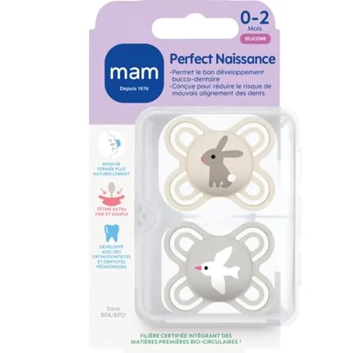 MAM | Perfect Geburt Schnuller 0-2 Monate (2 Stück) Zufällige Farbwahl