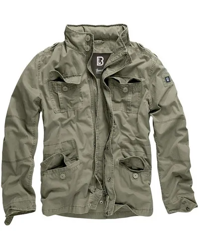 Brandit Britannia Textiljacke - Oliv - S - Funktionsjacke mit versteckter Kapuze im Kragen und modifiziertem Design, ideal für stilbewusste Abenteurer.