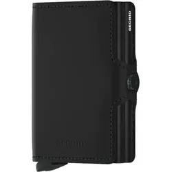 Secrid Geldbörse Twinwallet Matte Schwarz 10.2 - Elegante Portemonnaie aus Rindleder mit zwei Cardprotectors für bis zu 12 Karten und zusätzlichen Fächern für Scheine und Belege – ideal für moderne Herren.