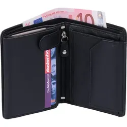 schwarze Leder Herrenbörse viele Kartenfächer Fotofach Reißverschlussfach