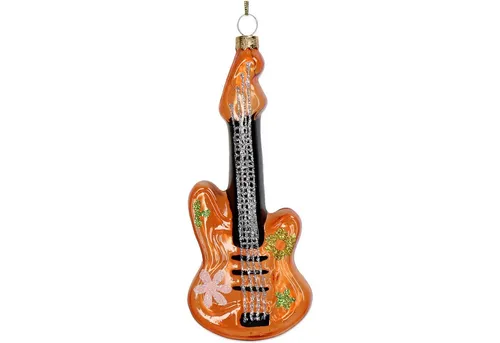 HD Collection Christbaumschmuck, Christbaumschmuck Glas 14,9cm Gitarre Figur Orange