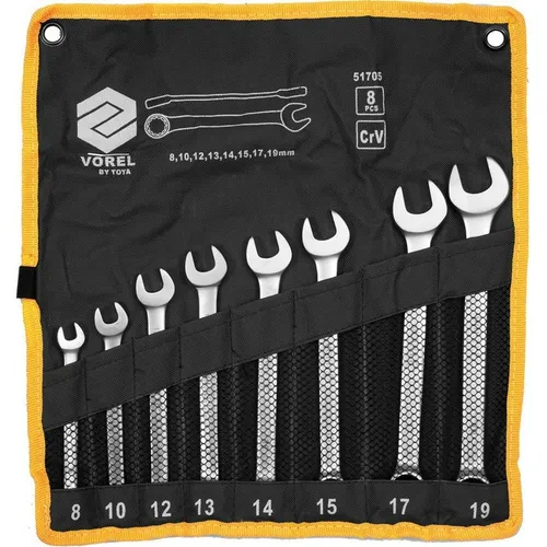 Toya Schlüssel-Satz 8-tlg. 8 - 19 mm CrV (10 mm, 11 mm, 12 mm, 13 mm, 14 mm, 15 mm, 16 mm, 17 mm, 18 mm, 19 mm, 8 mm, 9 mm) (51705)