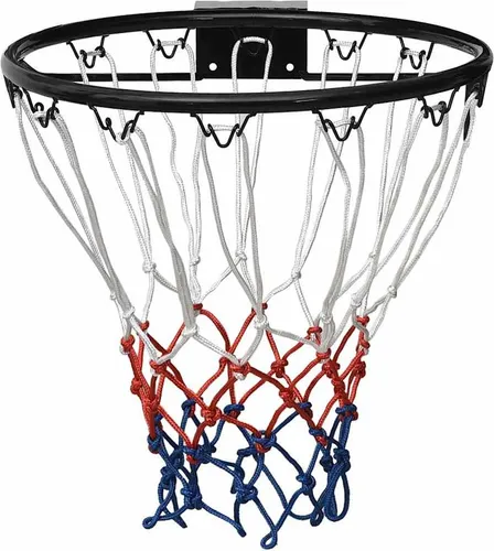 vidaXL Basketballring Schwarz - 39 cm Stahl für drinnen und draußen - Robuster Basketballring aus Stahl mit witterungsbeständigem Nylonnetz für lange Lebensdauer. Ideal für freies Werfen und Slam Dunks – perfekt für Spielspaß zu Hause!