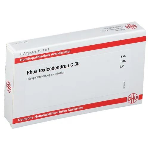 Rhus Toxicodendron C30 Ampullen 8 ML - Homöopathisches Arzneimittel für Injektionen, ideal zur Unterstützung Ihrer Gesundheit. Enthält Rhus Toxicodendron C30 für vielseitige Anwendungen.