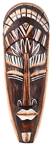 Woru Maske bemalt 30 cm, Holz-Maske aus Bali, Wandmaske