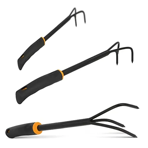 Kleingrubber Grubber Handgrubber Blumenkralle 3 Zinken Gartenkralle Unkrautkralle Rutschfester Ergonomischer Griff Arbeitsbreite 7,5 cm Gartenwerkzeuge Lockern Lüften des Bodens Gartenhelfer
