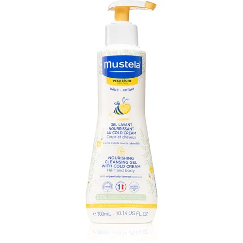Mustela Bébé Dry Skin nährendes Reinigungsgel mit Schutzcreme zur Erneuerung der Hautbarriere für Kinder ab der Geburt 300 ml