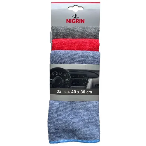 NIGRIN Microfaser Tuch 400 x 300 mm Fahrzeuginnenraum Reinigung KFZ Putztuch 3 x