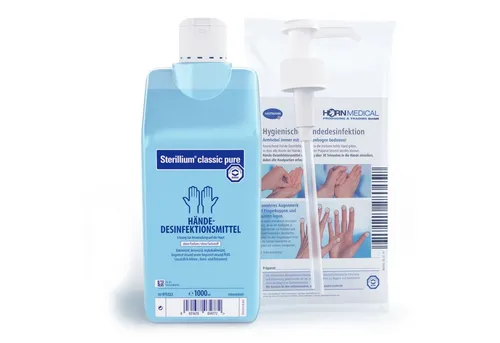Horn Medical Horn Medical Dosierpumpe mit Sterillium classic pure 1000ml Hand-Desinfektionsmittel (Spar-Set, [- bekannt & bewährt Farbstoff- und parfümfrei auch für empfindliche Haut)