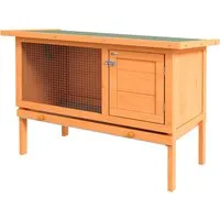 PawHut Kaninchenstall Tannenholz Metall Natur 90cm x 45cm x 65cm