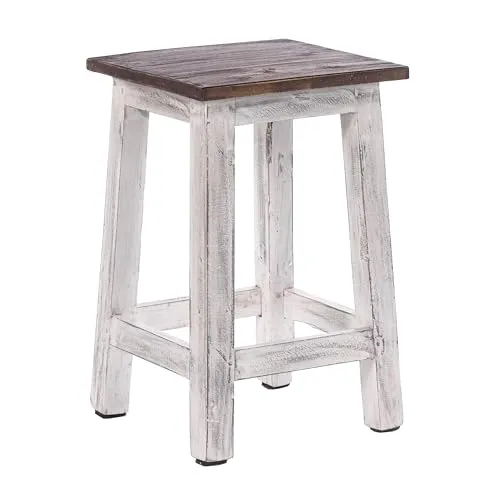 DESIGN DELIGHTS RUSTIKALER Holz SITZHOCKER Madero - Hocker fürs Kinderzimmer aus massivem Recyclingholz, handgefertigt mit einzigartigem Charakter. Ideal für Wohnzimmer und Eingangsbereich, schützt den Boden mit praktischen Schonern.