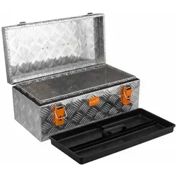 ALUBOX Werkzeugkoffer Aluminium Riffelblech 38L - Robuster Werkzeugkoffer aus 1,5mm Aluminium mit 38 Litern Volumen, inkl. herausnehmbarer Ablage – ideal für Handwerker und Hobbybastler.