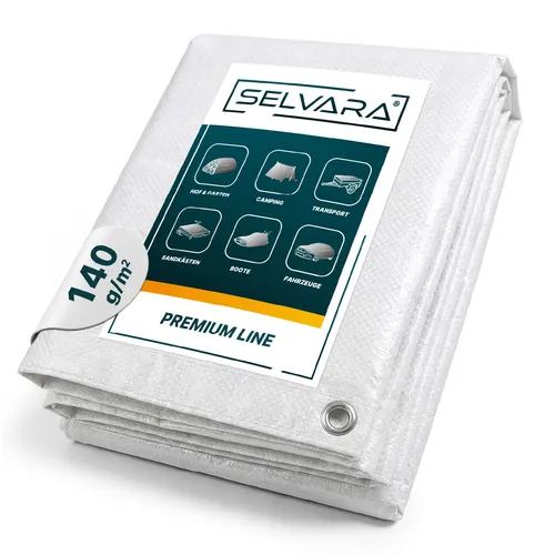 Abdeckplane Gewebeplane 3x3m 140g/m² weiß , Bootsplane Schutzplane Abdeckplanen