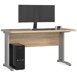 Raumhirsch Furniture Schreibtisch Sonoma Eiche, 135x76x60 cm - Moderner Schreibtisch mit stabilen Metallbeinen und massiver Arbeitsplatte. Ideal für Home-Office oder Büro, bietet er ausreichend Platz für Geräte und Unterlagen.