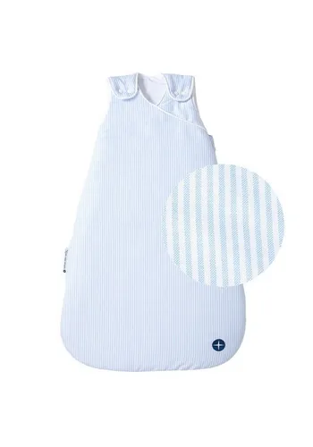 Nordic Coast Company Babyschlafsack, Kinderschlafsack waschbar & atmungsaktiv Baumwolle Blau Weiß gestreift