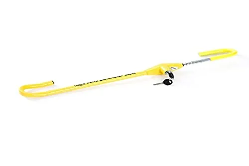 Kleinmetall 230555 Carlok Auto Diebstahlsicherung Lenkradkralle - Wegfahrsperren aus gehärtetem Stahl, inkl. 2 Sicherheitsschlüsseln. Schnelle Anbringung mit sichtbarem Schutz und fluoreszierendem Griff, stufenlos ausziehbar bis 80 cm.