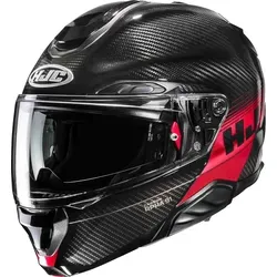 HJC RPHA 91 Klapphelm Carbon Elig schwarz-rot - Leichter Klapphelm aus Carbon mit optimaler Belüftung und kratzfestem Visier. Inkl. Pinlock® für klare Sicht. Ideal für alle Jahreszeiten und verschiedene Aktivitäten.