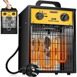 MASKO® Elektroheizer Heizlüfter mit Thermostat - Vielseitiger Heizstrahler für Innen- und Außeneinsatz, leistungsstark mit 3 Heizstufen und integriertem Thermostat für optimale Wärme ohne Heizvorlauf.