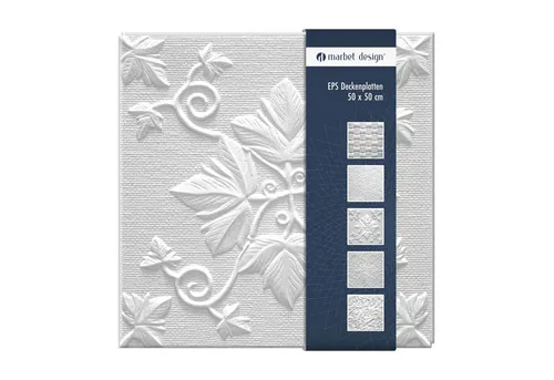 marbet design Wanddekoobjekt GRONO (Deckenplatten aus Styropor EPS - (2 Quadratmeter 50x50cm) Deckenpaneele leicht & robust im modernen Design - Deckenplatte Decke Paneele)