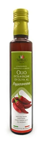 Extra Natives Olivenöl mit natürlichen Peperoncinoaroma - 1x250 ml - Italienisches Peperoncino Olivenöl in höchster Qualität - TrentinAceti - kaltgepresst