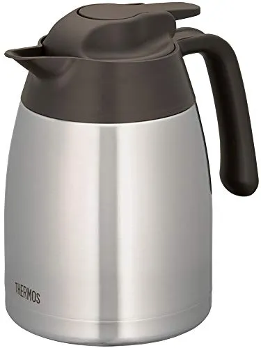 THERMOS THV 1,00l, steel, Thermoskanne 1l aus Edelstahl, 12 h heiß / 24 h kalt, absolut dicht, große Öffnung, Kaffeekanne, Teekanne, spülmaschinenfest, zerlegbarer Deckel, absolut dicht für unterwegs