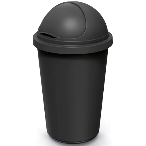 Keden® Mülleimer Küche 50L mit Schiebedeckel 100% Recycelter Kunststoff Abfalleimer Büro Müllsackhalterung Papierkorb Biomüll Gelber Sack Schwarz