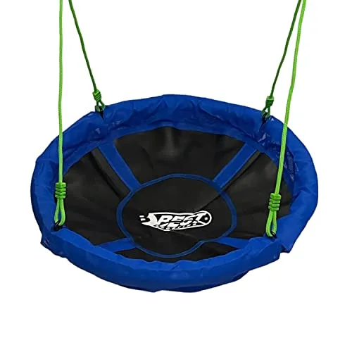 Best Sporting Nestschaukel Ø 110 cm blau/grün - für drinnen und draußen - Schaukel für Innen und Außen: Wetterbeständig, höhenverstellbar von 140-190 cm, mit sicherem Aufhängungssystem und gepolstertem Außenring für maximalen Komfort. Max. Benutzergewicht: 100 kg.