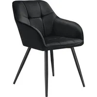 TecTake Stuhl Marilyn - Samtoptik, gesteppt in schwarz, pro Stück - Eleganter Esszimmerstuhl mit weichem Samtbezug und ergonomischer Polsterung für höchsten Komfort. Stabilität durch schlanke Stahlbeine und einfache Montage in wenigen Minuten.