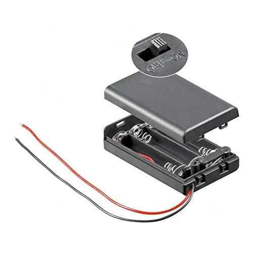 PerfectHD Batteriehalter - AAA Batteriefach - 3X AAA Mignon - mit EIN- und Ausschalter - 1 Stück - schwarz