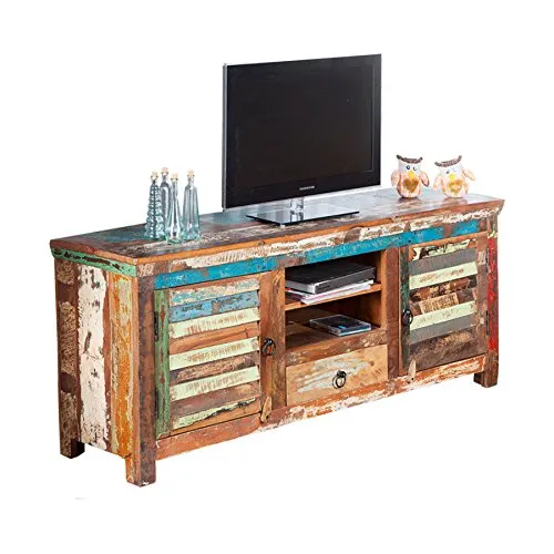 riess-ambiente TV-Board JAKARTA - 150cm bunt recyceltes Massivholz - TV-Halterungen: Einzigartiges TV-Board aus recyceltem Fischerboot-Holz, bietet viel Stauraum und ist ein echter Eyecatcher für jeden Wohnraum.