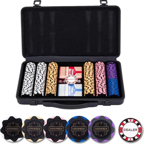 Pokerset im schwarzen Koffer – 300 Chips und Zubehör