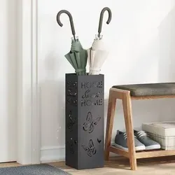 vidaXL Schirmständer Sonnenschirmhalter Schwarz 15,5 x 15,5 x 49 cm - Schirmständer aus robustem Metall, ideal für Innenräume. Bietet zusätzlichen Stauraum für Schlüssel oder Schals und bringt Ordnung in dein Zuhause.