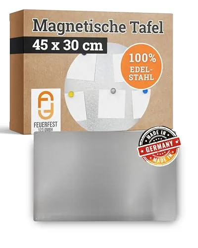 Feuerfest 123 Magnettafel 45x30cm aus Edelstahl von Feuerfest 123