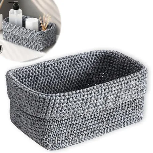 Korb Bad,Aufbewahrungskorb Geflochten,Kleiner Korb,Kleines Körbchen,Häkelkorb,Korb für Gästehandtücher,Bad Körbchen,Körbe Geflochten,Aufbewahrungsbox für Bäder,Küchen,Wohnzimmer,Büros,21*13*15.5cm