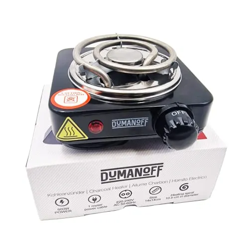 Elektrischer Kohleanzünder, 500 W – Heizplatte für Naturkohle – Durchmesser 10,5 cm – Farbe Schwarz