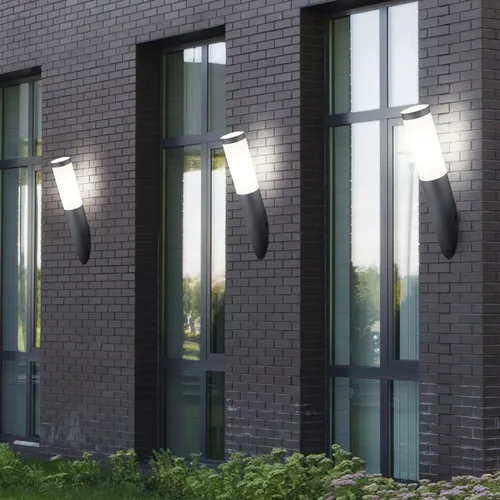 3er Set LED Außen Wand Leuchten Fassaden EDELSTAHL Fackeln Hof Lampen anthrazit