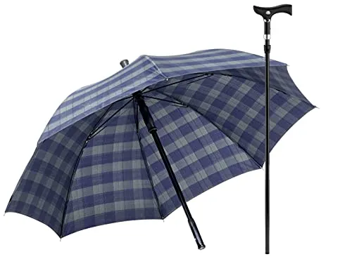 Stützschirm DUETT KARO - Höhenverstellbarer Gehstock im Regenschirm - Praktischer Stützschirm DUETT KARO mit höhenverstellbarem Design, ideal für Damen und Herren. Flexibel einsetzbar und leicht zu transportieren, bietet er Sicherheit und Komfort in jedem Wetter.