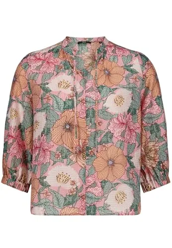 zero Damen Tunika-Bluse mit Blumenprint 44, Rosé/Green