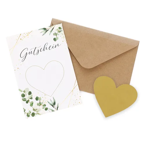 CraftWerk Gutschein Rubbelkarte zum selber Beschriften - DIY Geschenk Karte Herz