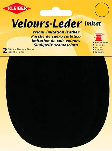 KLEIBER Velour-Leder-Imitat 100 x 130 mm schwarz 2 Stück