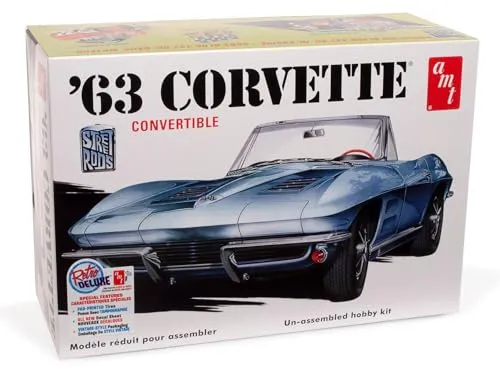AMT - 1/25 1963 Chevy Corvette Convertible - Plastikmodellbausatz, Nicht Bemalt