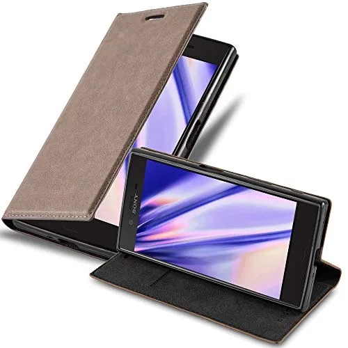 Cadorabo Hülle kompatibel mit Sony Xperia XZ/XZs aus Premium Kunst Leder Flip Klappbare Stoßfeste Magnetische [Standfunktion] [Kartenfächern] Cover Hülle für Sony Xperia XZ/XZs Tasche in Braun
