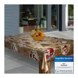 laro Tischdecke Wachstuch-Tischdecken Weihnachten Gold Schneemann rechteckig goldfarben 300 cm x 130 cm