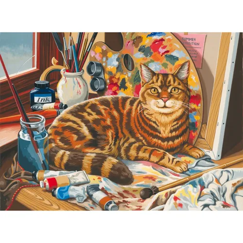 Katze Malen nach Zahlen Mammut Vorlage Malvorlage Tiere Maltafel Tiermotiv