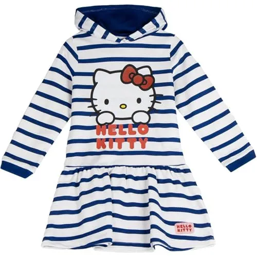 CERDÁ LIFE´S LITTLE MOMENTS Hello Kitty Kleid für Mädchen, Marineblau/Weiß, 6 Jahre - Kleider für Mädchen mit bezauberndem Hello Kitty-Design, aus weichem French Terry für ganztägigen Komfort und Bewegungsfreiheit, ideal für kleine Fans!